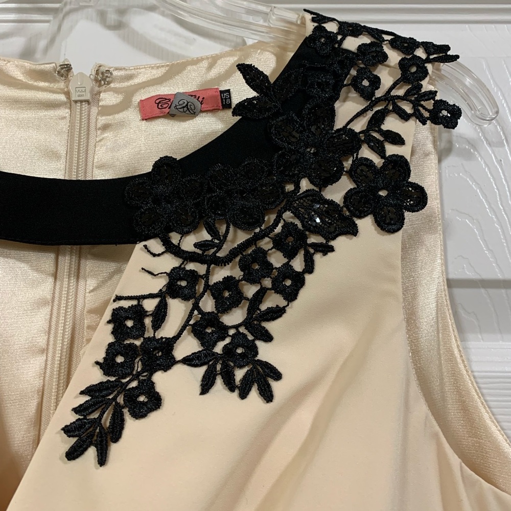 Chi Chi London elegant black and white dress with lace detail - Picture 3 of 6